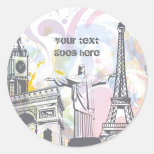 Adesivo Redondo Monumentos do mundo