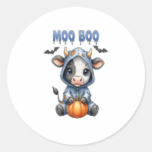 Adesivo Redondo Moo Boo Halloween Cow