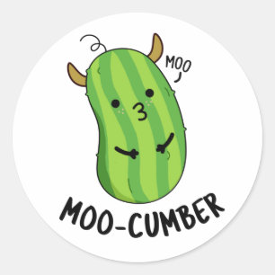 Adesivo Redondo Moo-cumber Funny Veggie Cucumber Pun