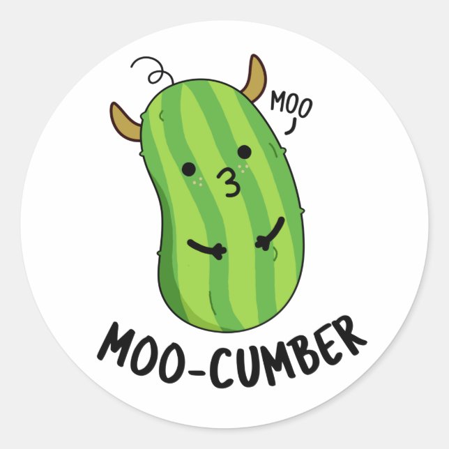 Adesivo Redondo Moo-cumber Funny Veggie Cucumber Pun (Frente)