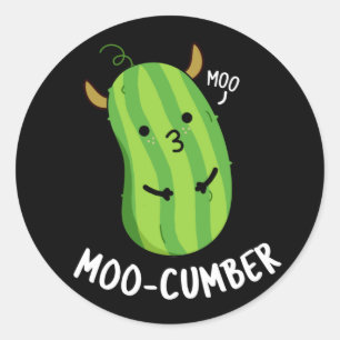 Adesivo Redondo Moo-cumber Funny Veggie Cucumber Pun Dark BG