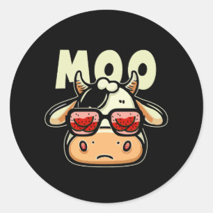 Adesivo Redondo Moo Cute Childrens Vacas Para Crianças Cartoon Fac