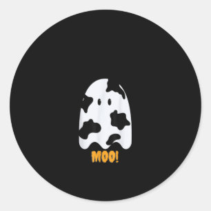 Adesivo Redondo Moo Cute Engraçada Vaca Fantasma Halloween