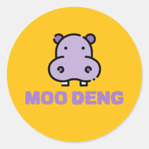 Adesivo Redondo Moo Deng Baby Hippo
