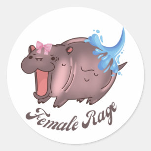 Adesivo Redondo Moo Deng Cute Baby Hippo Pygmy Funny Animal