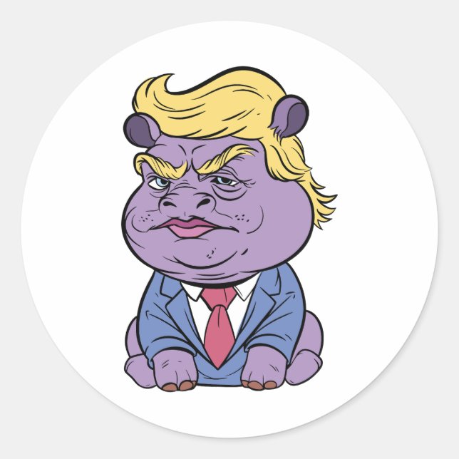 Adesivo Redondo Moo Deng For Trump Stickers, Donald Trump 2024 (Frente)