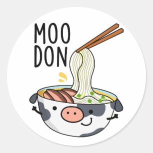 Adesivo Redondo Moo-don Funny Udon Pun