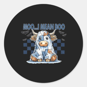 Adesivo Redondo Moo I quer dizer Boo Spooky Cow Halloween Spoo