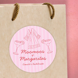 Adesivo Redondo Moo Moos & Margaritas - Bachelorette Rosa e Vermel