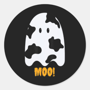 Adesivo Redondo Moo! Vaca Impressão do Fantasma de Halloween