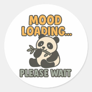 Adesivo Redondo Mood Loading Please Wait Cute Funny Panda Mascot