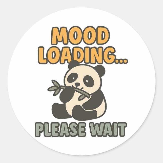 Adesivo Redondo Mood Loading Please Wait Cute Funny Panda Mascot (Frente)