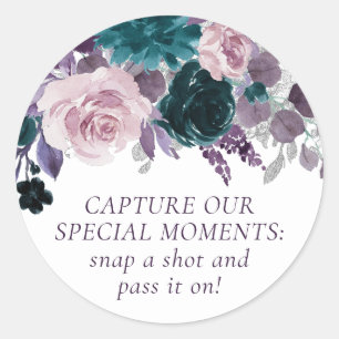 Adesivo Redondo Moody Boho   Câmera Descartável Púrpura De EggPlan