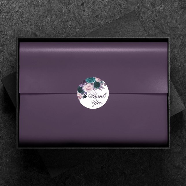 Adesivo Redondo Moody Boho | Placa De EggPlant Plum Purple Floral  (Criador carregado)