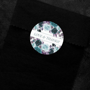 Adesivo Redondo Moody Boho Teal e beringela Rosa púrpura