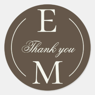 Adesivo Redondo Moody Coffee Monogram Wedding Thank You
