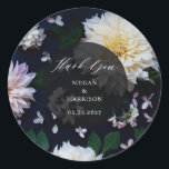 Adesivo Redondo Moody Dahlia Floral<br><div class="desc">Suíte de casamento floral Moody dahlia. Pacote de cheios https://www.zazzle.com/collections/moody_dahlia-119450438456391749</div>