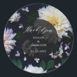 Adesivo Redondo Moody Dahlia Floral<br><div class="desc">Suíte de casamento floral Moody dahlia. Pacote de cheios https://www.zazzle.com/collections/moody_dahlia-119450438456391749</div>