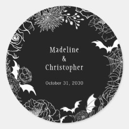 Adesivo Redondo Moody Gothic Floral Wedding Black