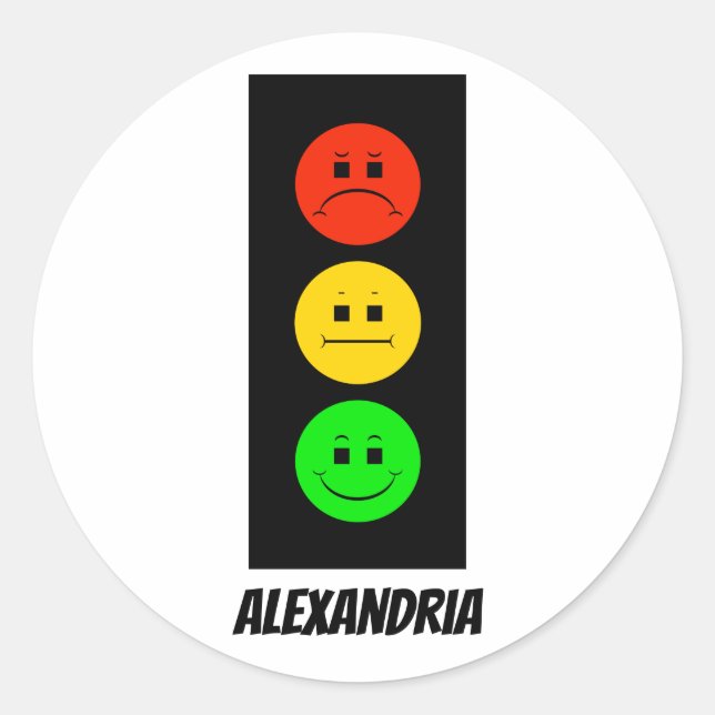 Adesivo Redondo Moody Stoplight Personalizável com Nome (Frente)