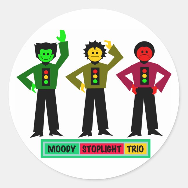 Adesivo Redondo Moody Stoplight Trio Characters (Frente)