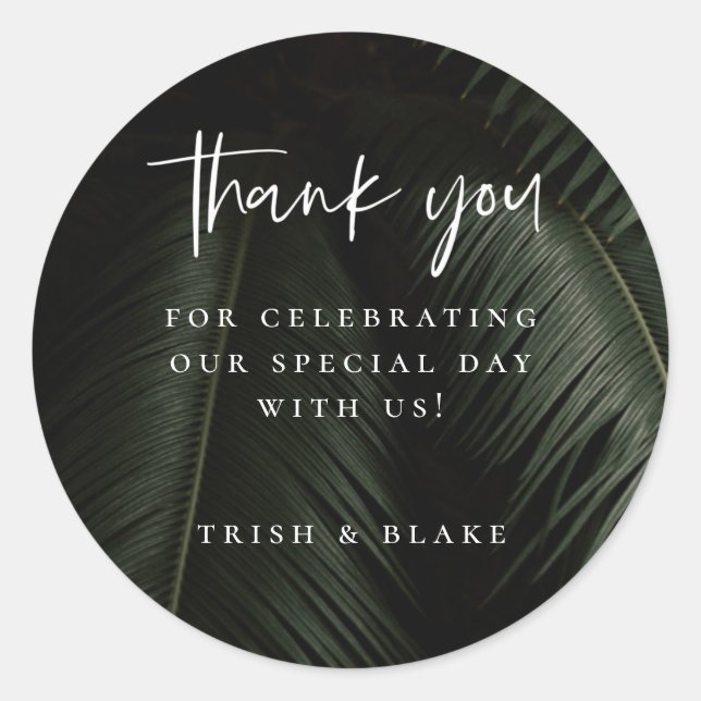 Adesivo Redondo Moody Tropics Obrigado (Frente)