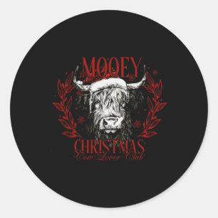 Adesivo Redondo Mooey Christmas Cow Lover Club Western Papais noei