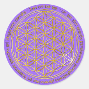 Adesivo Redondo Moola Mantra / Blume Des Lebens / lila BG