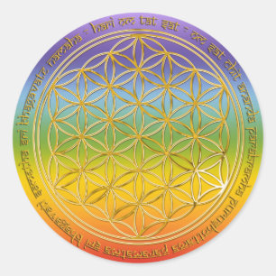 Adesivo Redondo /Moola Mantra, flor da vida chakren colour