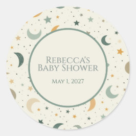 Adesivo Redondo Moon and Stars Boho Baby Adoption Shower
