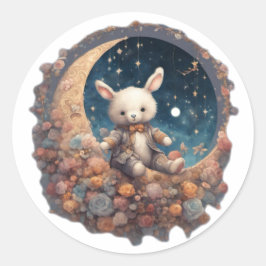 Adesivo Redondo Moon Bunny Sticker