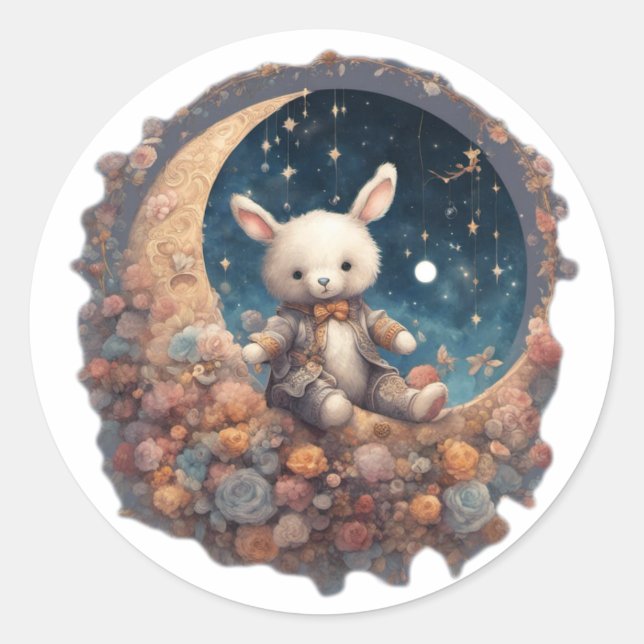 Adesivo Redondo Moon Bunny Sticker (Frente)