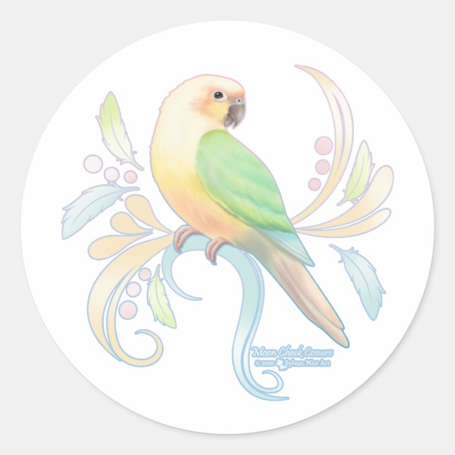 Adesivo Redondo Moon Cheek Conure (Frente)