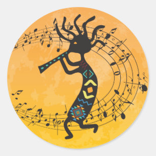 Adesivo Redondo Moon e Music Kokopelli Classic Round Sticker