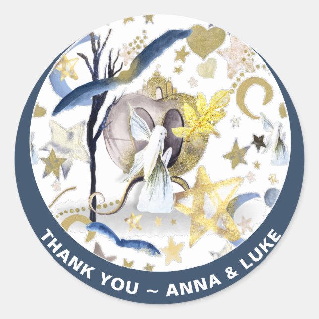 Adesivo Redondo *~* Moon Stars Bats Fairy Tale Glitter Castle (Frente)