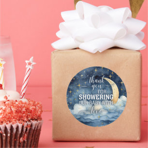 Adesivo Redondo Moon Stars Starry Night Chá de fraldas Sticker