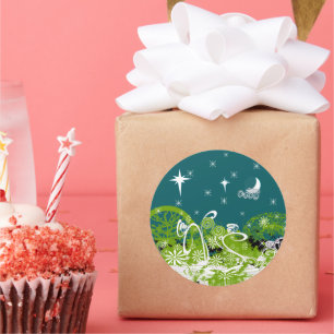 Adesivo Redondo Moon Stars Swirl Paint Splat