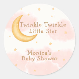 Adesivo Redondo Moon Stars Twinkle Garota Bebê Chuva