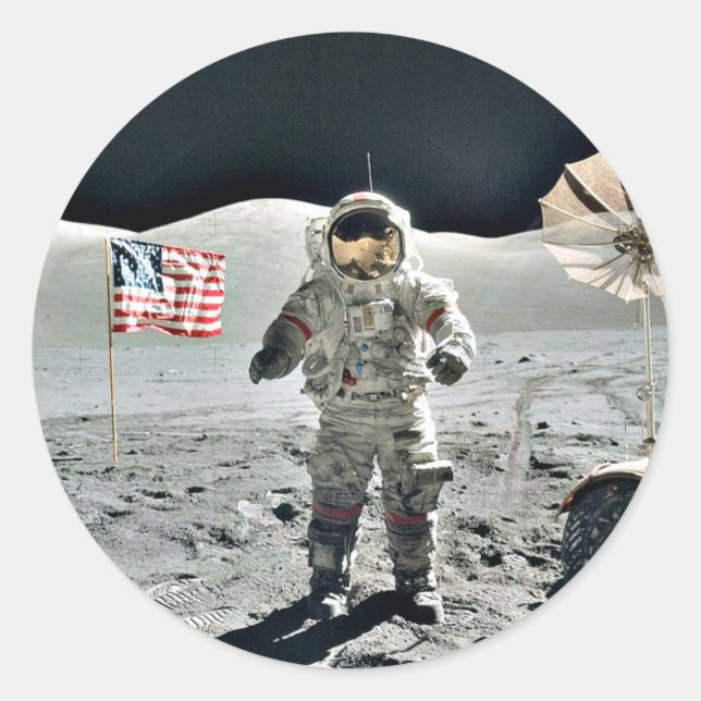 Adesivo Redondo Moon Walk com bandeira americana (Frente)