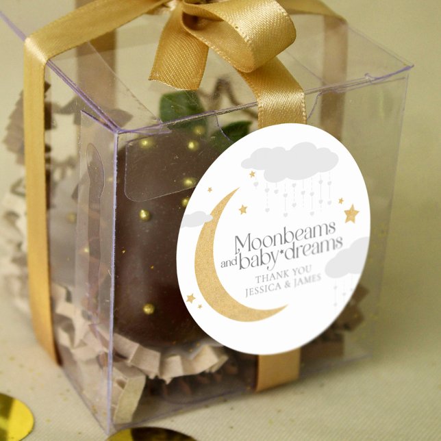 Adesivo Redondo Moonbeams e chá de fraldas de sonhos para bebês (Criador carregado)