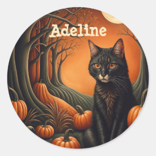 Adesivo Redondo Moonlight Pumpkin Patch Personalizado Halloween