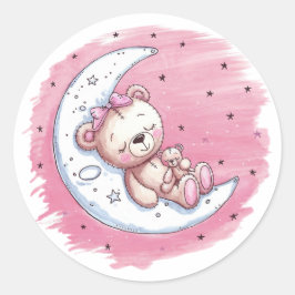 Adesivo Redondo Moonlit Snuggles: Chá de fraldas de Garota do Sonh