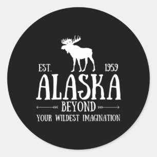 Adesivo Redondo Moose Alaska Last Frontier Alaska Bear