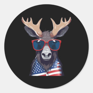 Adesivo Redondo Moose com Patriótica Independência Americana de Ba