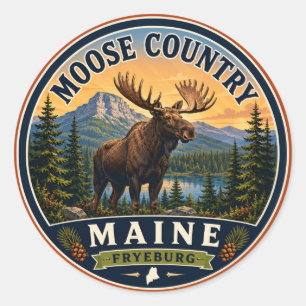 Adesivo Redondo Moose Country Fryeburg Maine