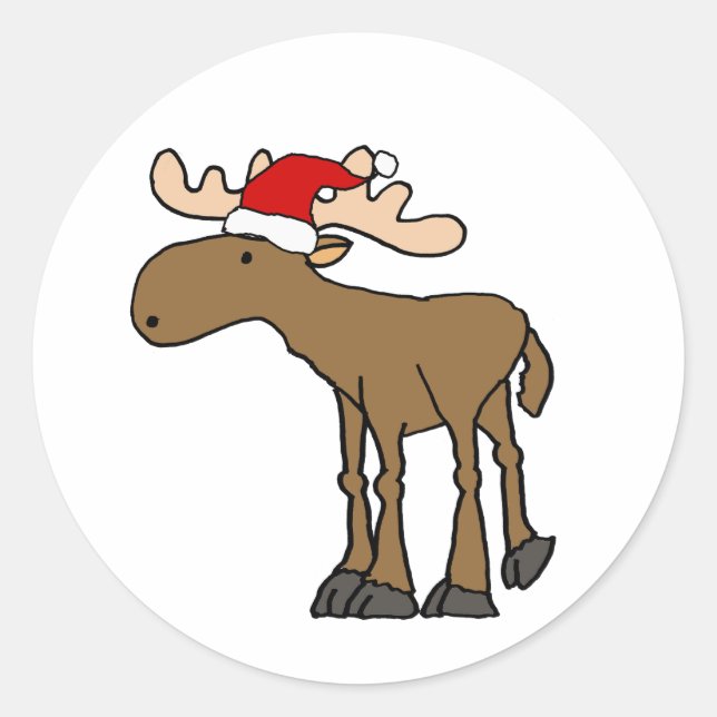 Adesivo Redondo Moose Engraçada vestindo a Cartografia de Natal do (Frente)