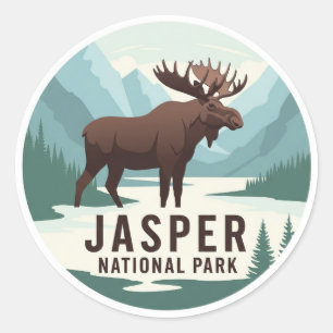 Adesivo Redondo Moose no Parque Nacional de Jasper, Viagem Canadá