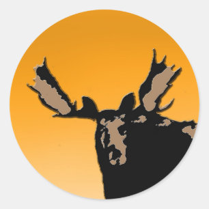 Adesivo Redondo Moose no Sunset - Arte original sobre a vida selva