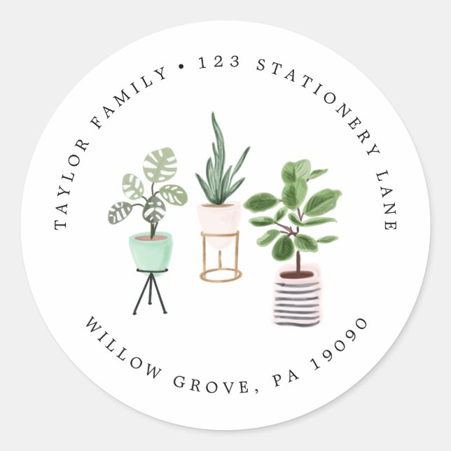 Adesivo Redondo Morada Circular de Plantas de Casa Potente (Frente)