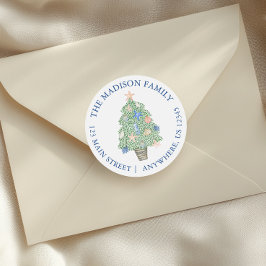 Adesivo Redondo Morada de Devolução da Árvore de Natal Costeira de